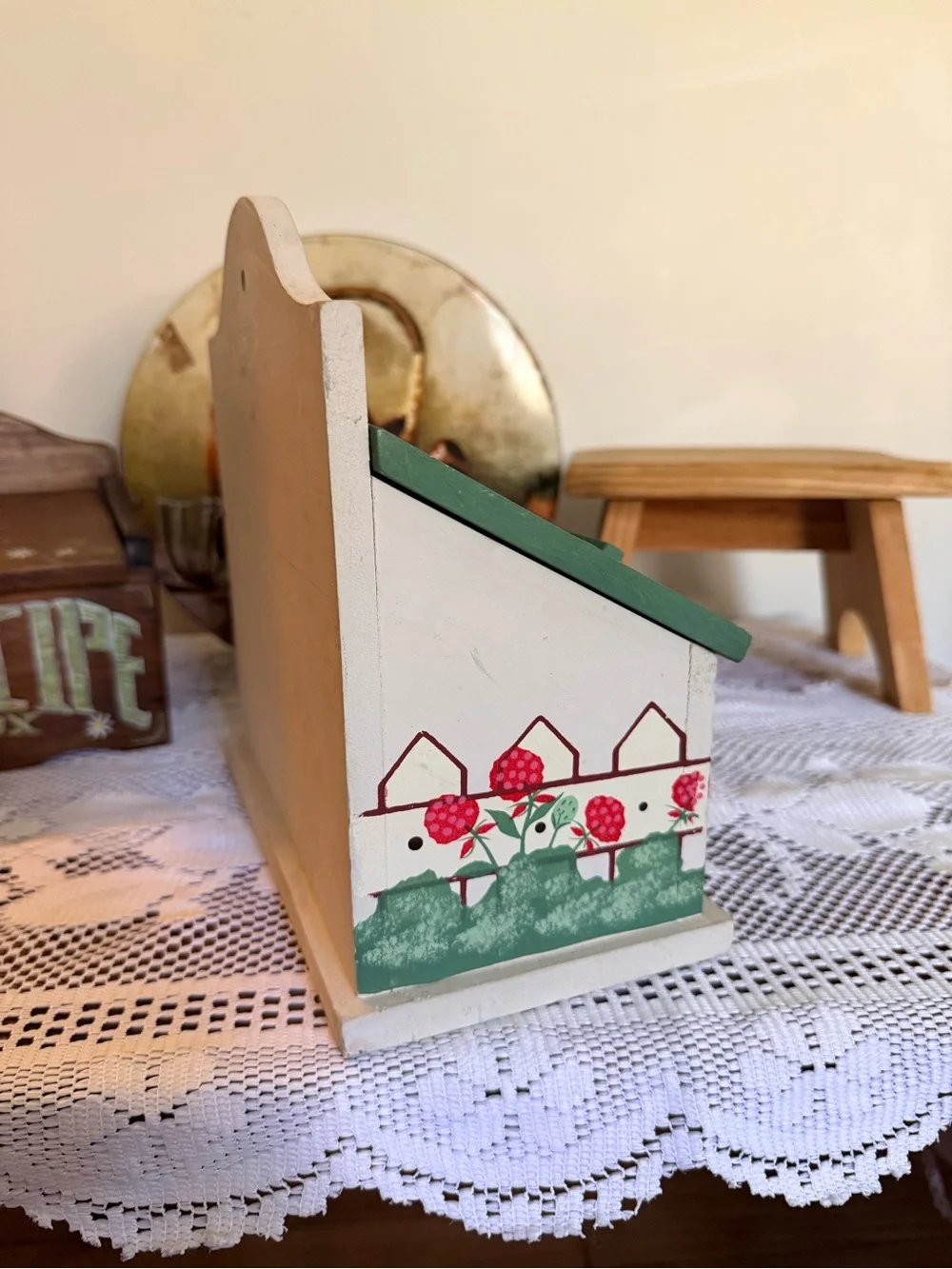 Vintage Hand Painted wooden recipe box